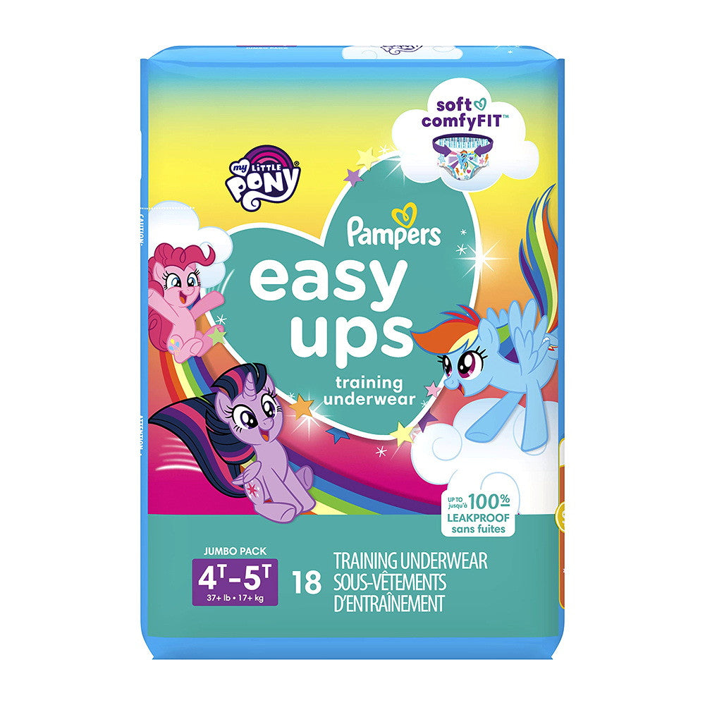 Pampers Easy Ups Training Pants Jumbo Pack Toddler Girls Size 4T-5T, 18 Ea